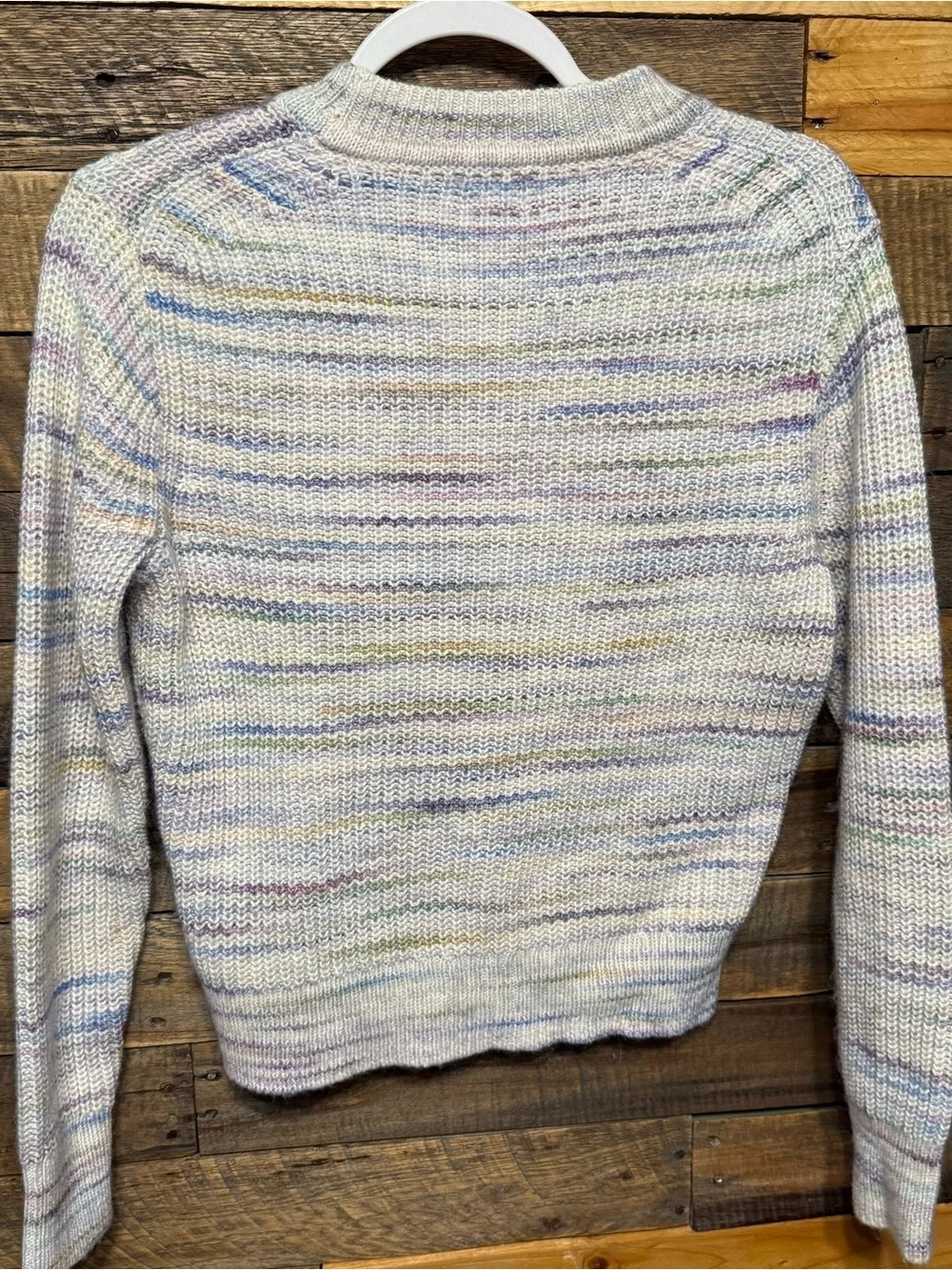 J Crew Pastel Multicolor Space Day Knit Cotton Blend Sweater
